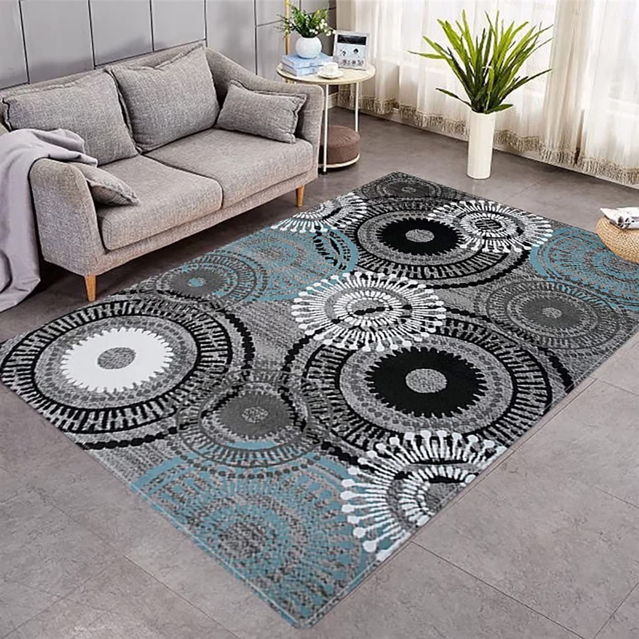 Wine Red Gray Geometric Carpet