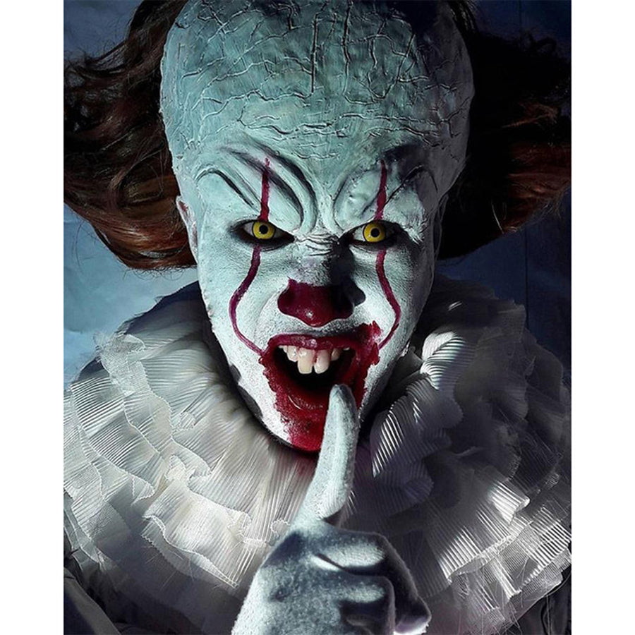 Pennywise diamond painting kit – 12x16" to 24x32" square drill Stephen King IT horror wall art by Azurra Shop