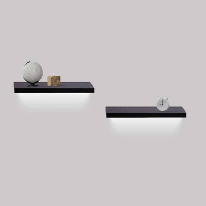 Floating Wall Shelf with Built-in LED Lighting — Black