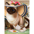 Whimsical cat sipping tea 5D diamond painting kit, full drill, round or square drills, multiple sizes – Azurra Shop
