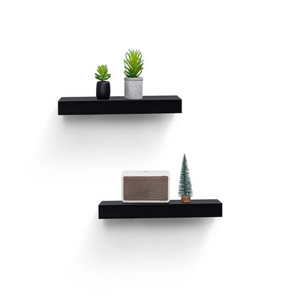 Floating Wall Shelf with Built-in LED Lighting — Black