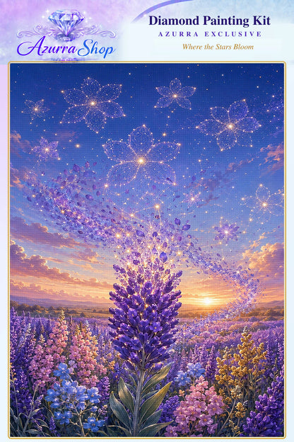 Where the Stars Bloom Azurra Exclusive 5D diamond painting kit hero artwork