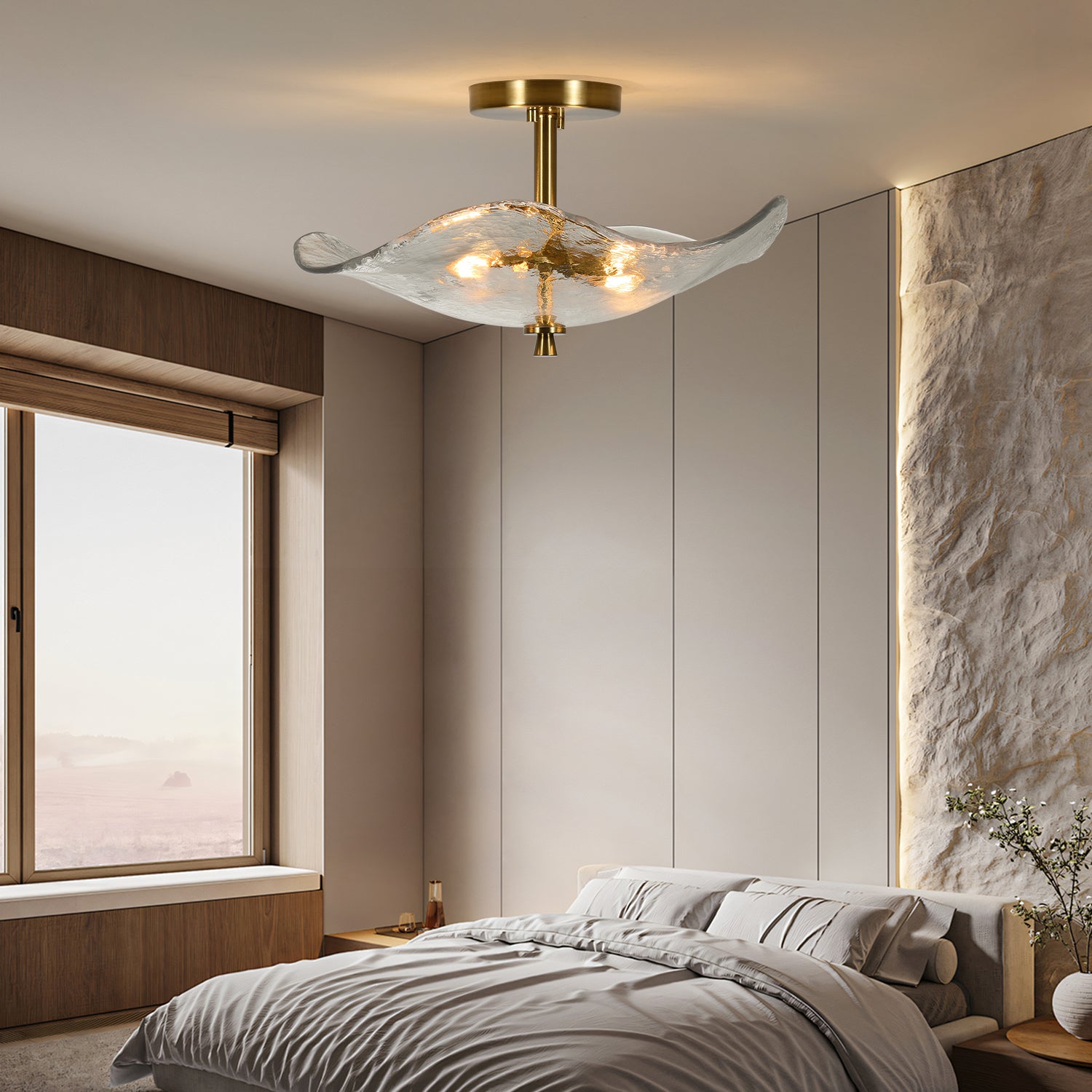 16.5" Gold Semi Flush Mount Ceiling Light