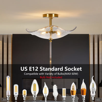 16.5" Gold Semi Flush Mount Ceiling Light