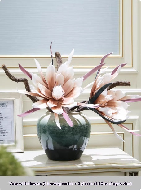 Ceramic Holly Vase with Artificial Floral Arrangement