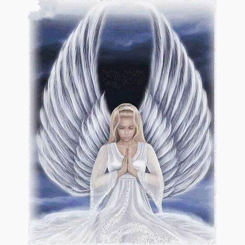 Angel diamond painting kit – square drill celestial scene spiritual wall art, available in 12x16" to 20x24" by Azurra Shop