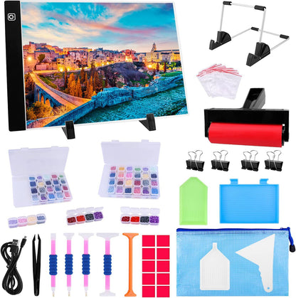 84-Piece Diamond Painting Tool Set with A4 LED Light Board