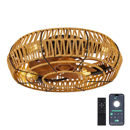 19" Boho Caged Ceiling Fan with Light &amp; Remote