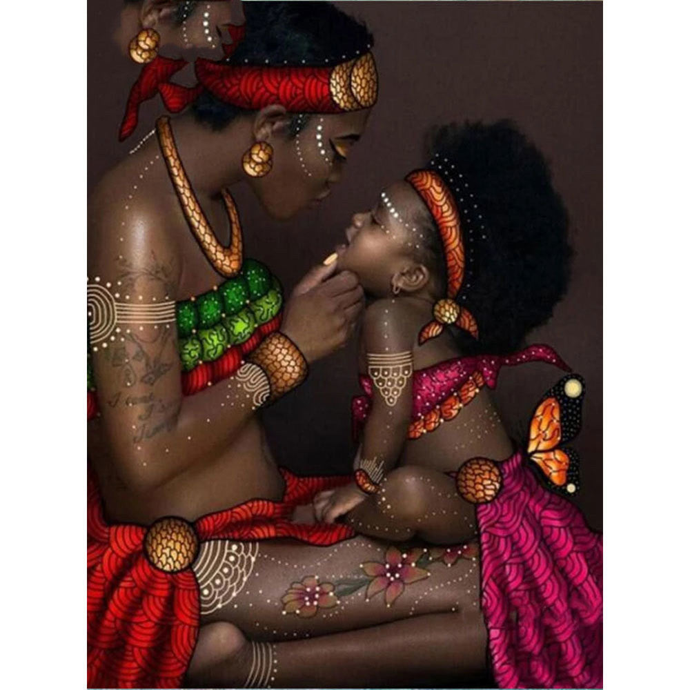 African woman diamond painting kit – 16x20" to 24x32" round or square drill bold cultural portrait wall art by Azurra Shop