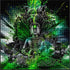 Close up of the finished dark Buddha diamond painting, with a glowing green energy aura and third eye