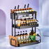3-tier black kitchen seasoning rack fully loaded with spices, knives, and condiments — Azurra Shop