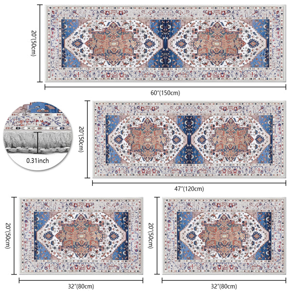 Boho Kitchen Rug Set — 3 Piece with Runner
