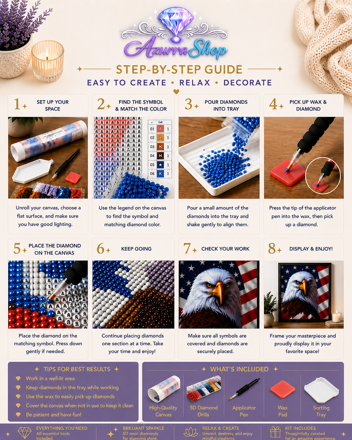 American Bald Eagle and US Flag Diamond Painting Kit