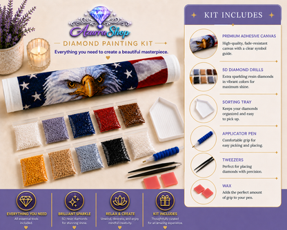 American Bald Eagle and US Flag Diamond Painting Kit