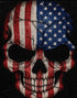 Close up of the finished stars and stripes skull diamond painting with a cracked American flag design on a black canvas | Azurra Shop