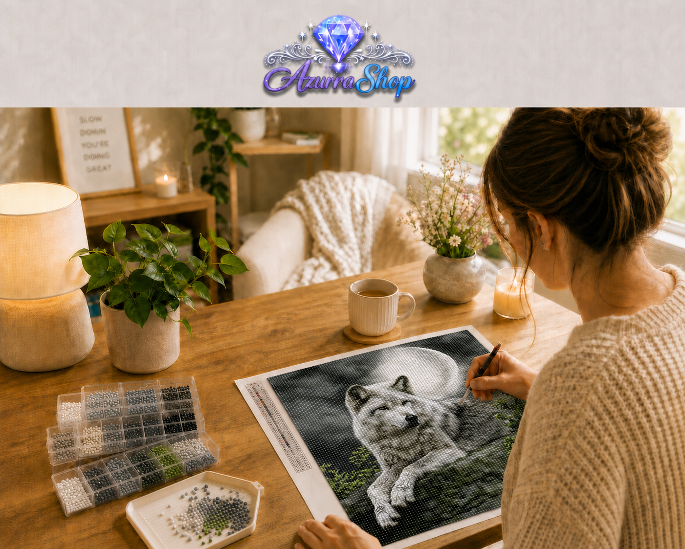 Arctic Moonlit Wolf Diamond Painting Kit