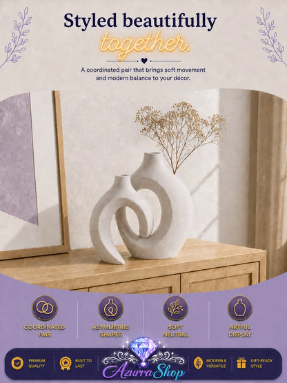 Entwined Ceramic Vase Duo, Set of 2entwined