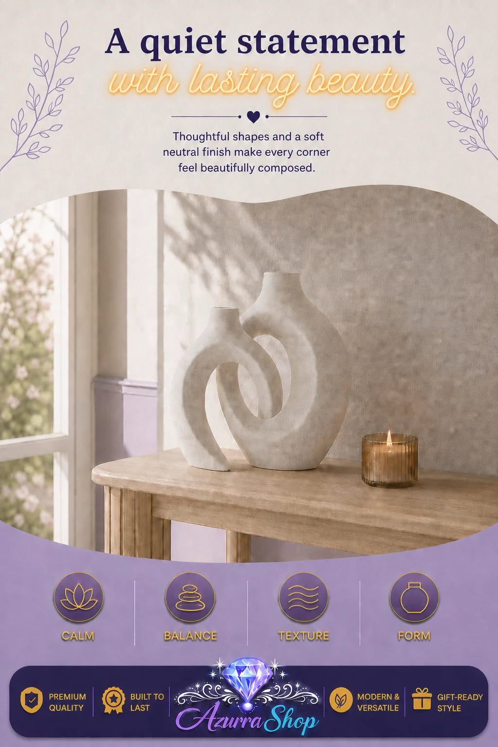 Entwined Ceramic Vase Duo, Set of 2entwined