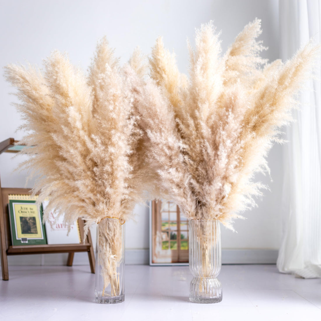 Tall Pampas Grass — set of 10, natural dried phragmites bouquet for boho home and wedding decor — Azurra Shop