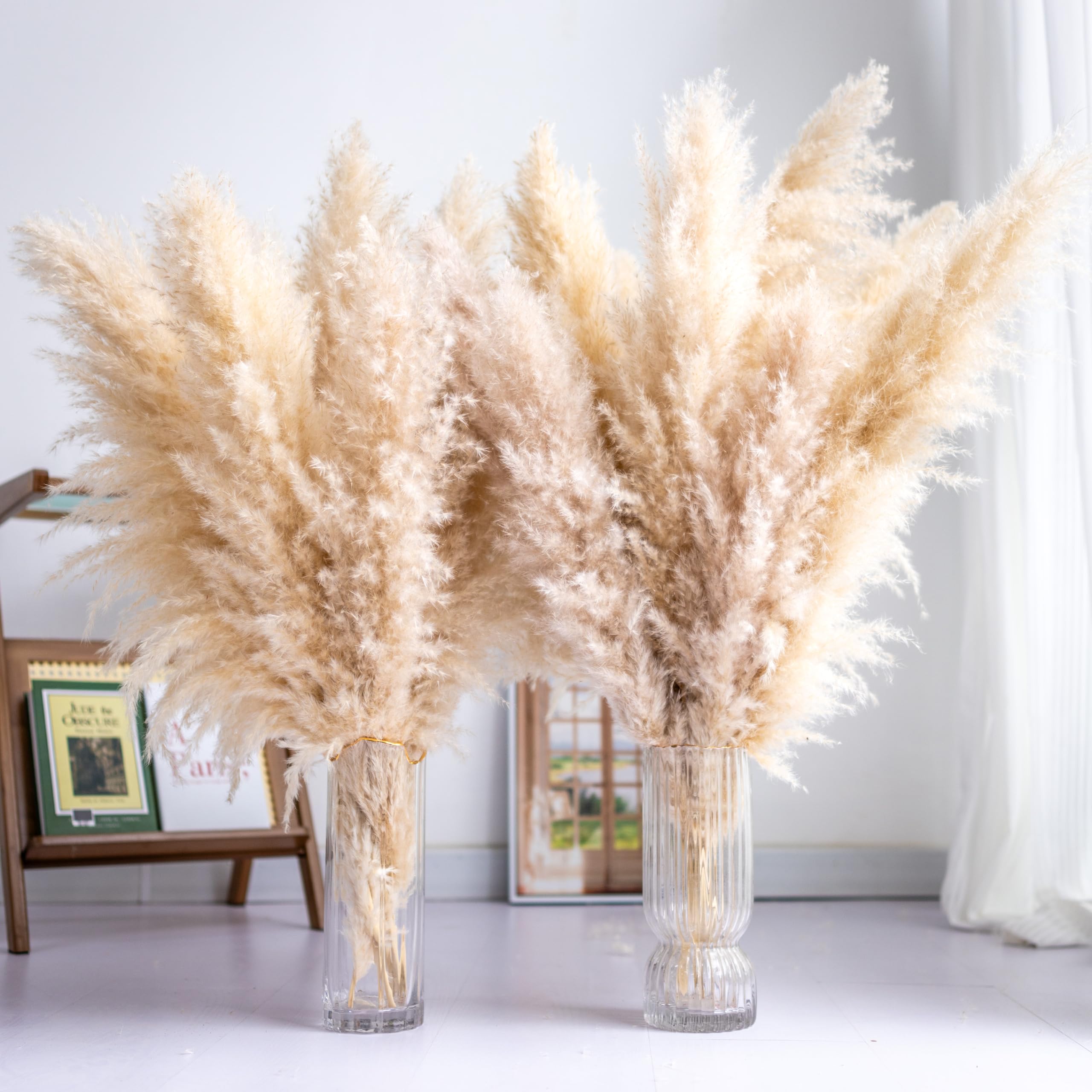 Tall Pampas Grass — set of 10, natural dried phragmites bouquet for boho home and wedding decor — Azurra Shop