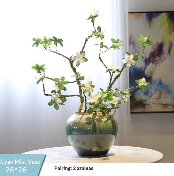 Ceramic Holly Vase with Artificial Floral Arrangement