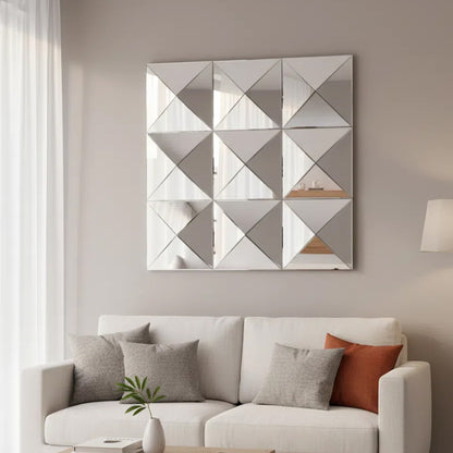 3D Beveled Glass Square Wall Mirror — 32x32"