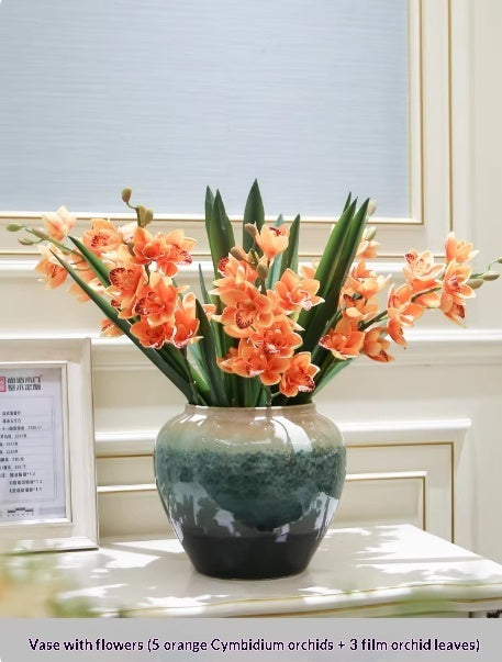 Ceramic Holly Vase with Artificial Floral Arrangement