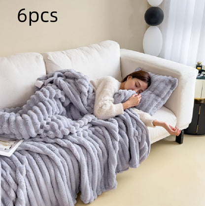 Bubble Faux Rabbit Fur Throw Blanket
