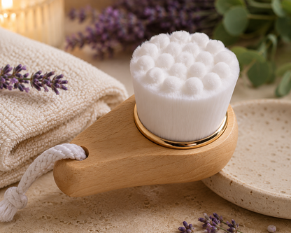 Bamboo Facial Cleansing Brush — Soft Bristle Face Brush for Daily Skincare