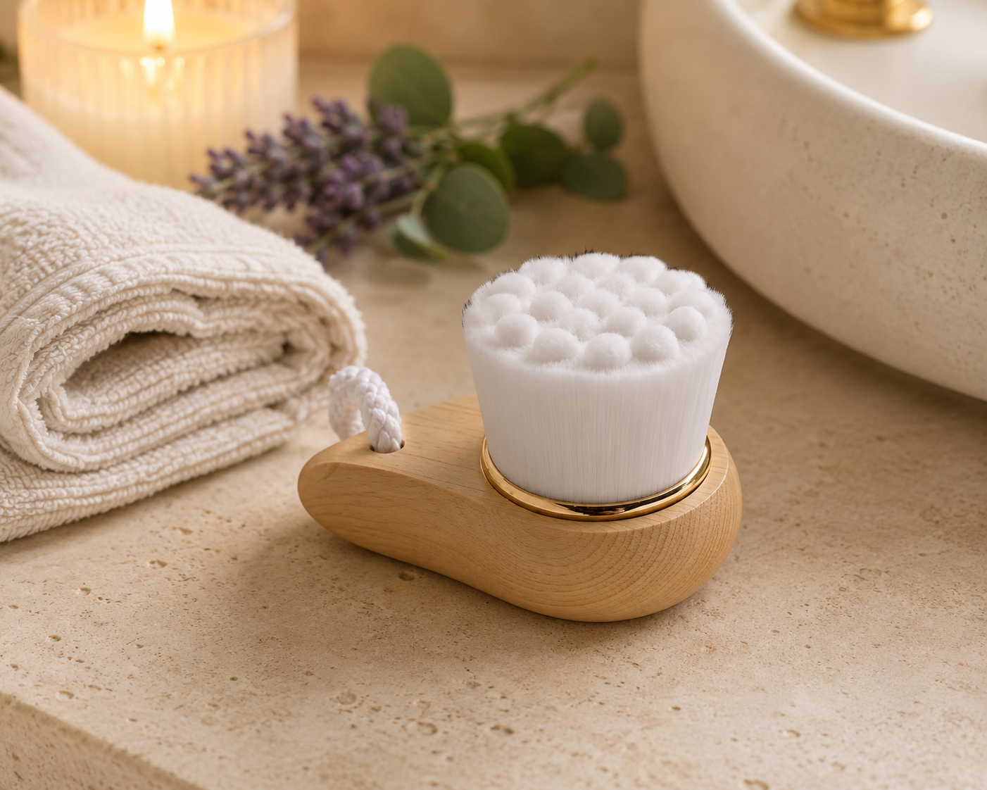 Bamboo Facial Cleansing Brush — Soft Bristle Face Brush for Daily Skincare