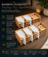 Two bamboo diamond painting tray organizers stacked with white trays and a pen holder section