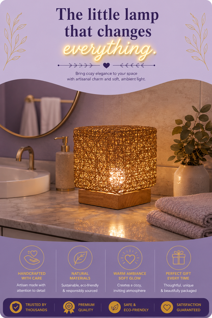 Hand-Knit Rattan LED Desk Lamp