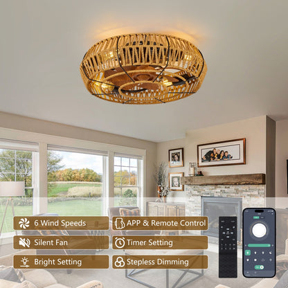 19" Boho Caged Ceiling Fan with Light &amp; Remote