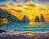 Close up of the finished Mediterranean sea stack sunset diamond painting with sparkling drills | Azurra Shop