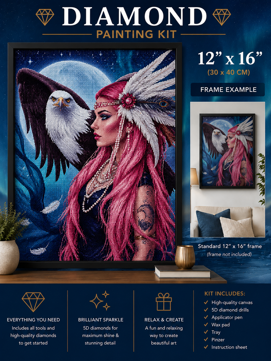 Eagle &amp; Beauty Diamond Painting Kit