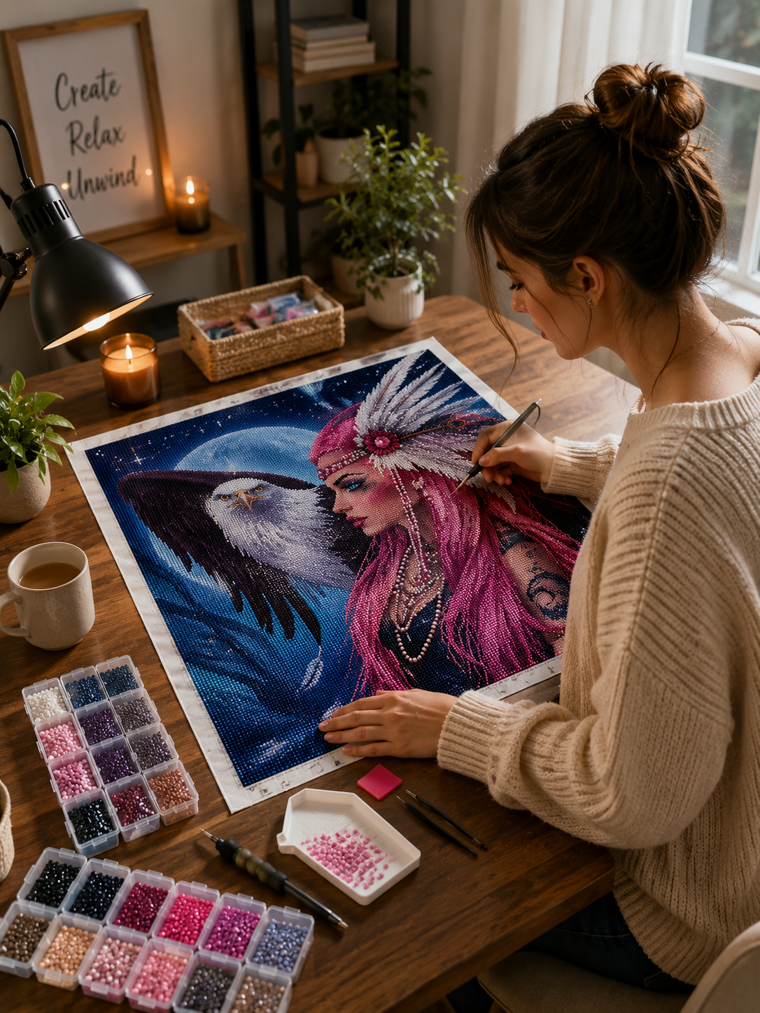 Eagle &amp; Beauty Diamond Painting Kit