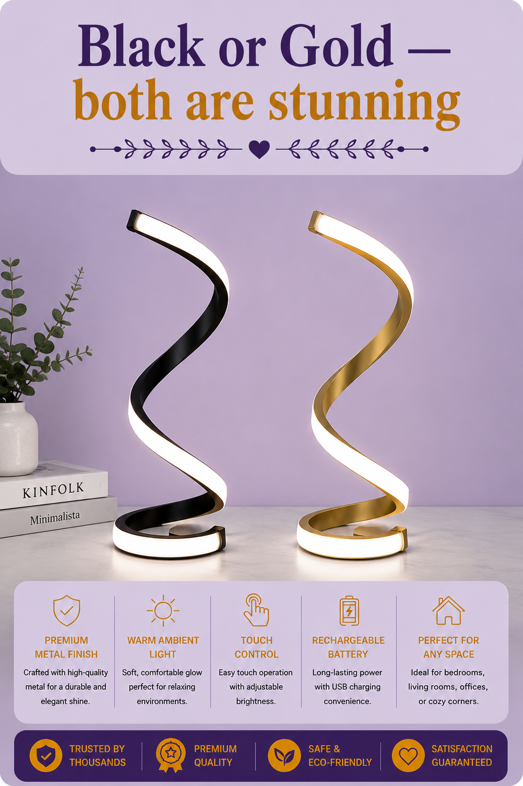 Spiral LED Desk Lamp — Set of 2