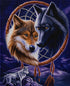 Close up of the finished yin yang wolves and dreamcatcher diamond painting | Azurra Shop