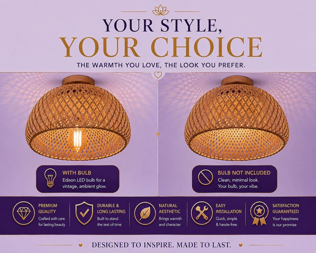 Hand-Woven Wood Ceiling Lamp