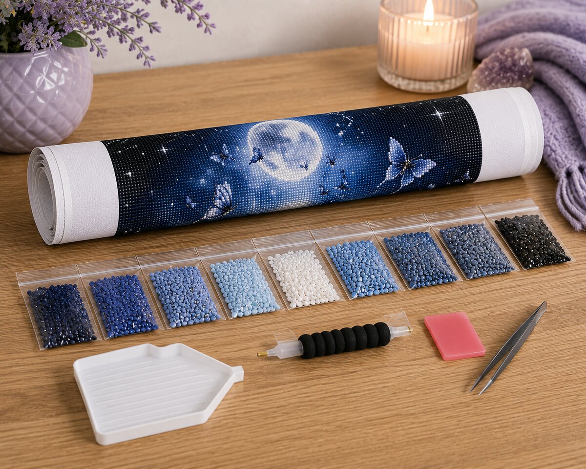 Amethyst Moon and Ocean Waves Diamond Painting Kit