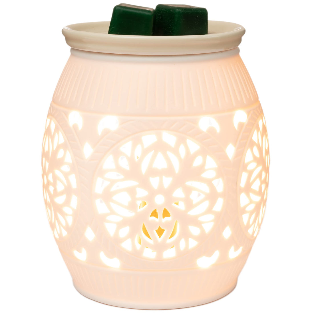 Boho Wax Warmer: > Boho Rococco Electric Wax Melt Warmer — wickless, 120V, on/off dial, fragrance cubes &amp; tarts, boho home decor — Azurra Shop
