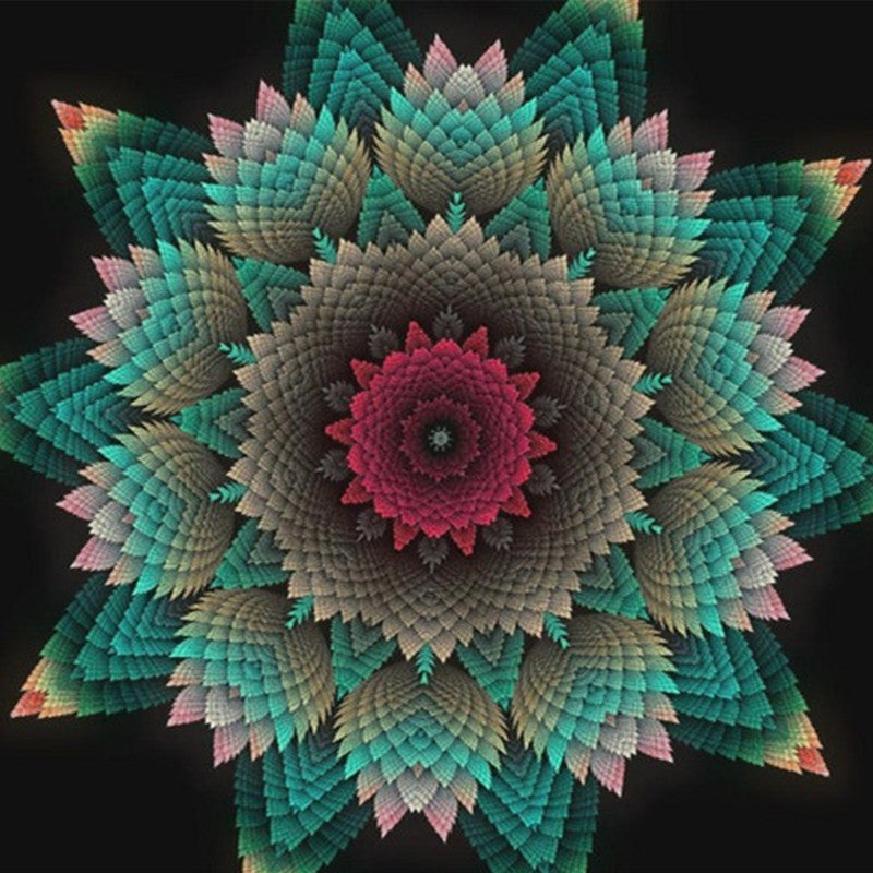 Floral mandala diamond painting kit – 12x12" and 16x16" botanical geometric art by Azurra Shop