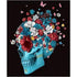 Teal floral sugar skull profile diamond painting kit — flowers crown from back of head to eye, Day of the Dead design, full drill DIY art — Azurra Shop