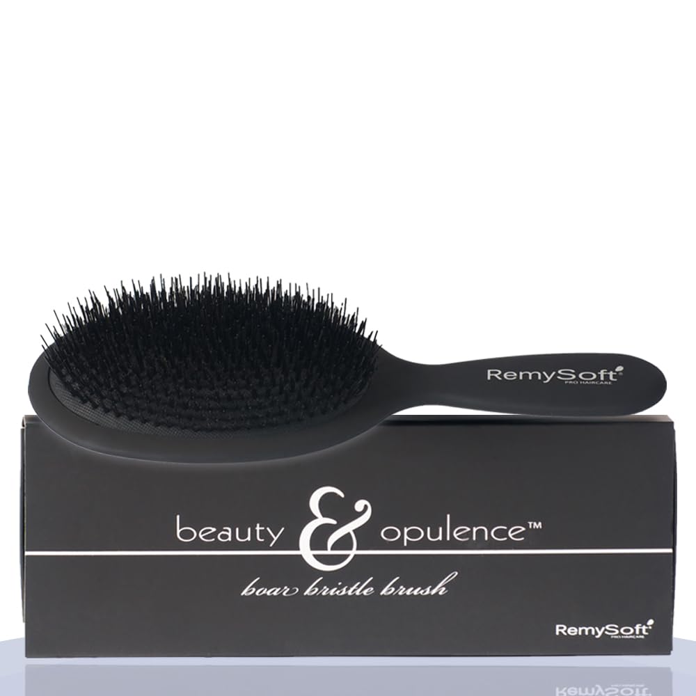 RemySoft Beauty &amp; Opulence Boar Bristle Hair Brush - Dual Nylon &amp; Boar Bristle Oval Paddle Brush Safe for Extensions &amp; Wigs | Azurra Shop