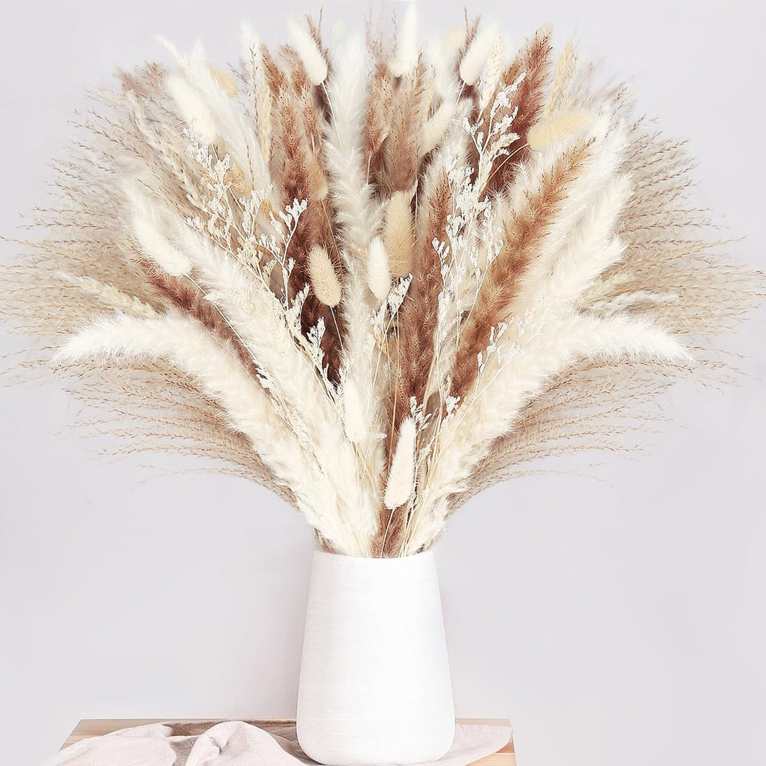 Natural Dried Pampas Grass Mix Bouquet — 86 pieces, 6 varieties including white pampas, bunny tails, and wheat, 17" — Azurra Shop
