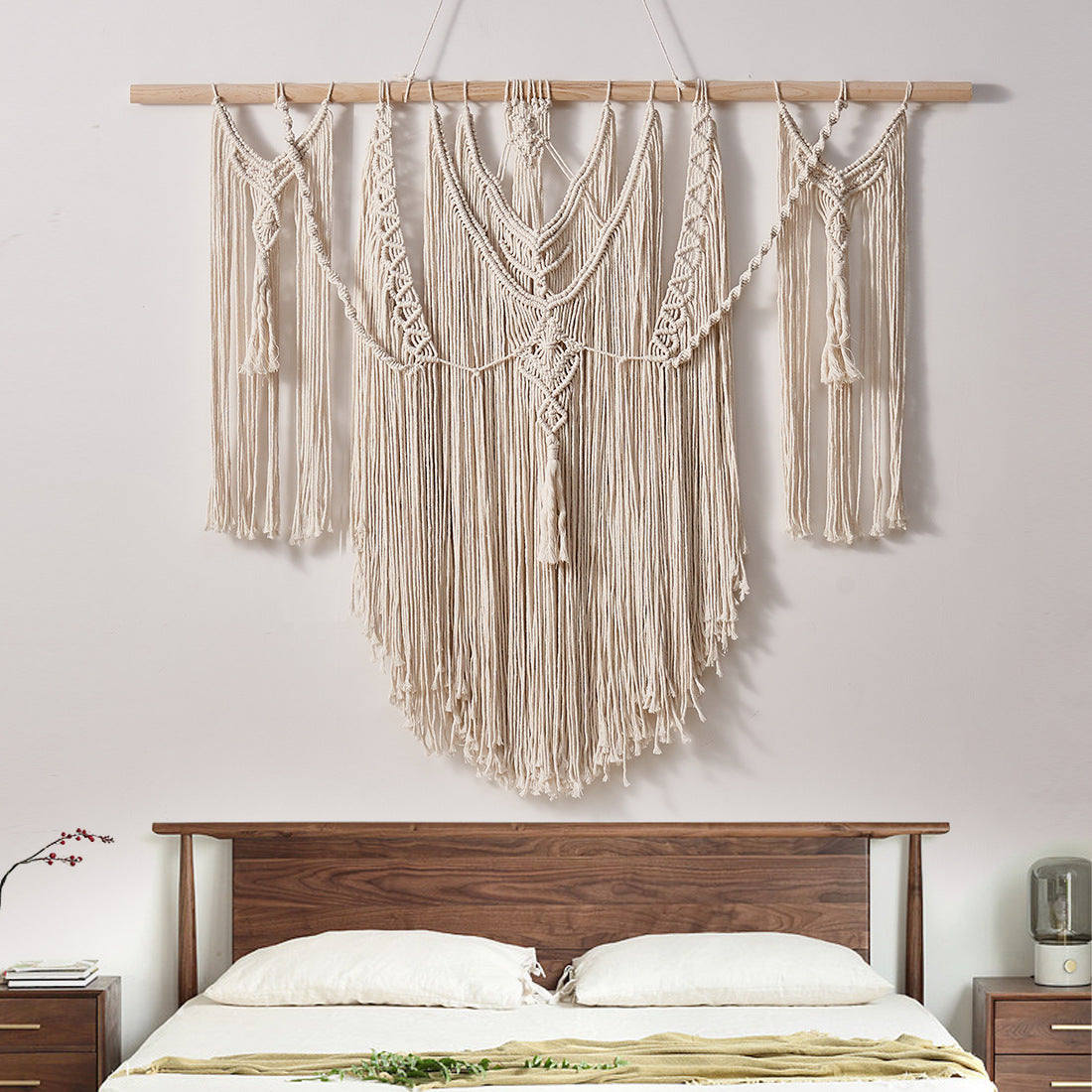 Bohemian Tassel Tapestry Nordic Wall Hanging (Wood stick not included)