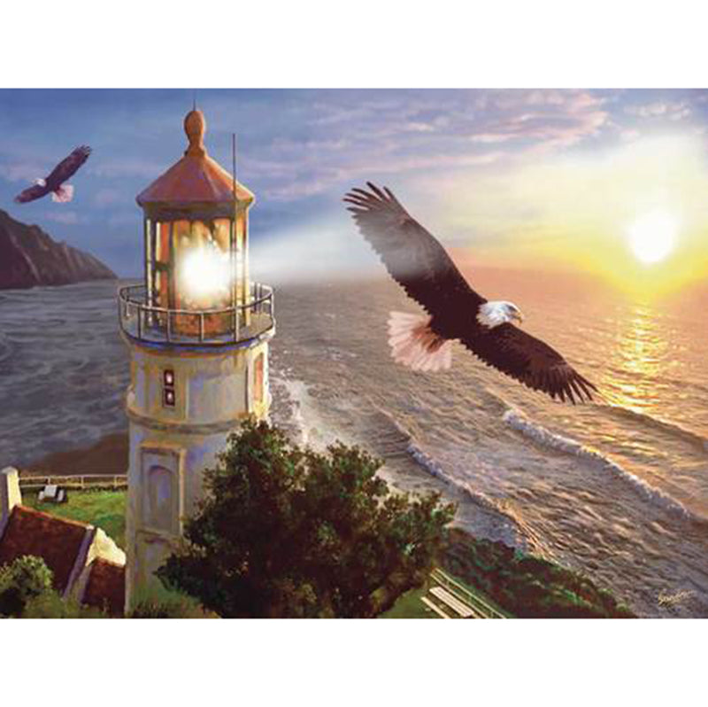 Seaside lighthouse diamond painting kit – 8x10" to 32x40" round or square drill coastal nautical wall art by Azurra Shop