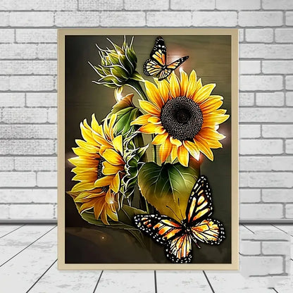 Potted Sunflower Diamond Painting - 5D DIY Full Drill Round Gem Kit 12" x 16" | Azurra Shop