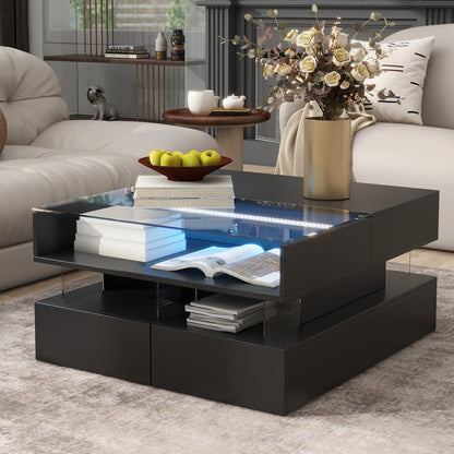 Lift-Top Coffee Table with LED Lights