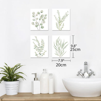 Botanical Plant Canvas Wall Art — Set of 4, Framed